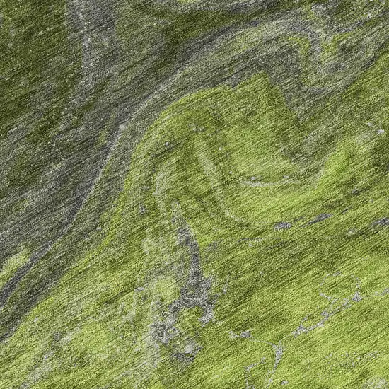 8' Olive Green And Lime Green Round Abstract Washable Indoor Outdoor Area Rug Photo 4