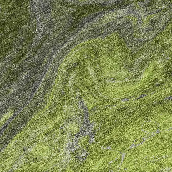 8' Olive Green And Lime Green Round Abstract Washable Indoor Outdoor Area Rug Photo 4