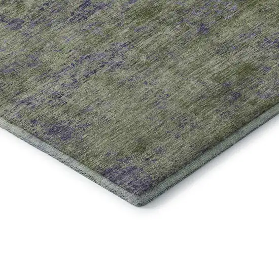 8' Olive Green And Purple Abstract Washable Area Rug With UV Protection Photo 8