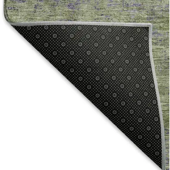 8' Olive Green And Purple Abstract Washable Area Rug With UV Protection Photo 6