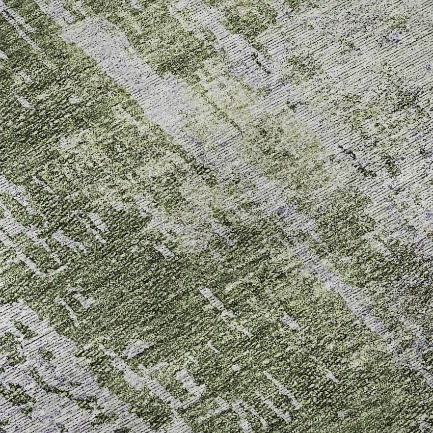 8' Olive Green And Purple Abstract Washable Round Rug With UV Protection Photo 9