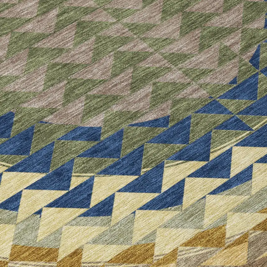 8' Olive Green And Rust Round Geometric Washable Indoor Outdoor Area Rug Photo 3