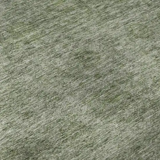 8' Olive Green And Silver Abstract Washable Round Rug With UV Protection Photo 8