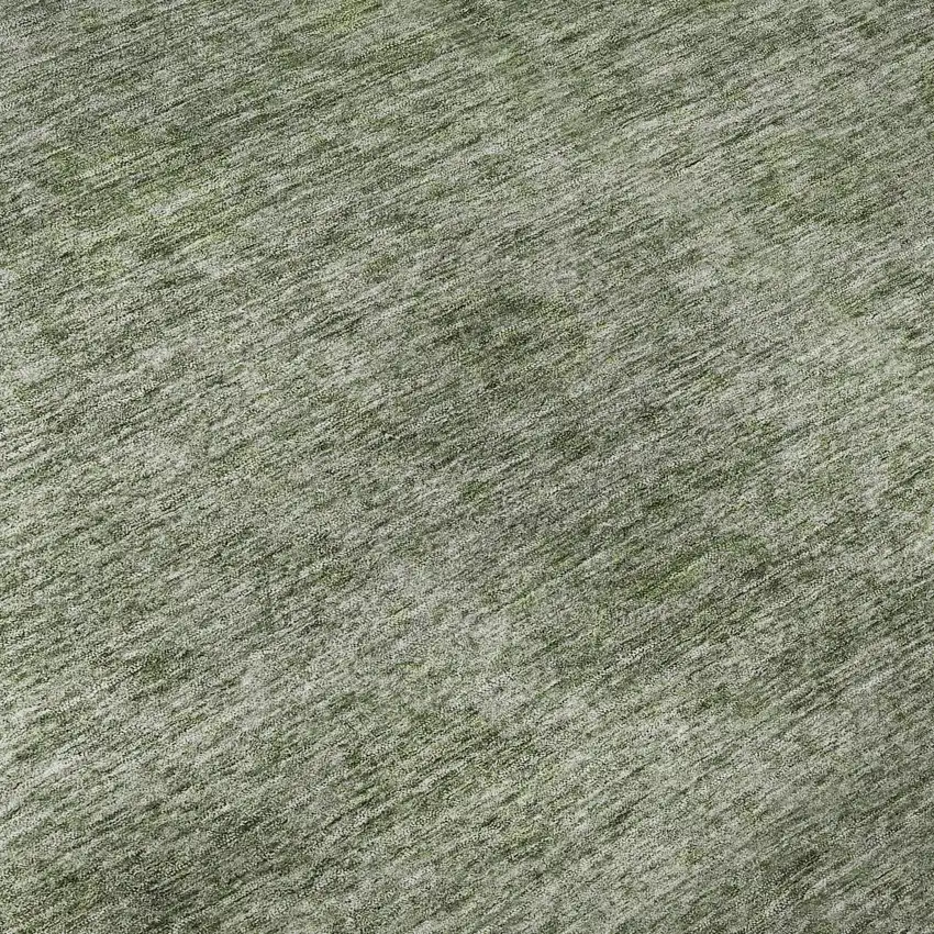 8' Olive Green And Silver Abstract Washable Round Rug With UV Protection Photo 8