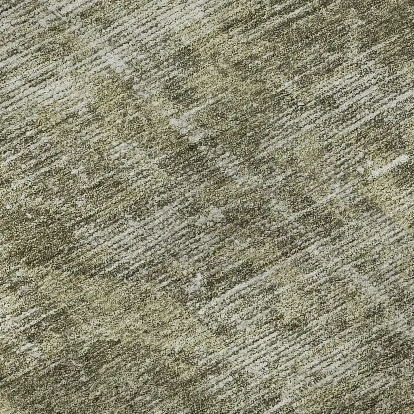 8' Olive Green And Silver Oriental Washable Area Rug With UV Protection Photo 9