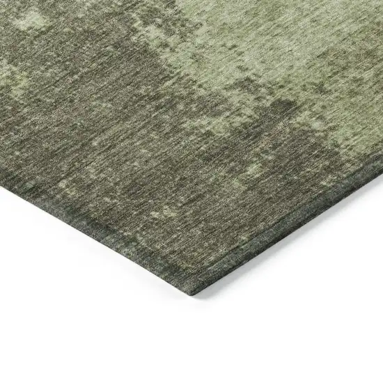 8' Olive Green And Taupe Round Abstract Washable Indoor Outdoor Area Rug Photo 7