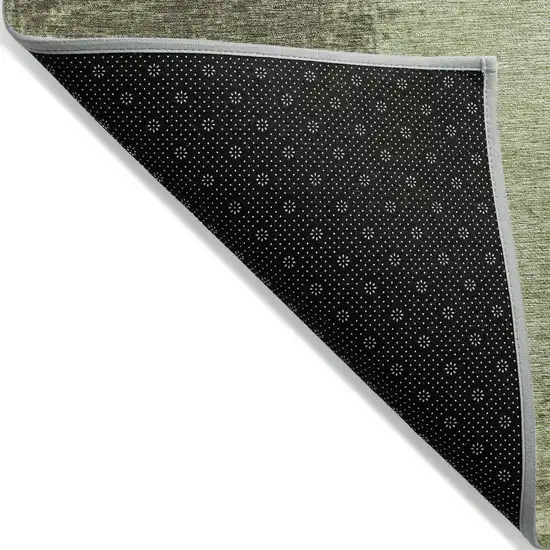 8' Olive Green And Taupe Round Abstract Washable Indoor Outdoor Area Rug Photo 9