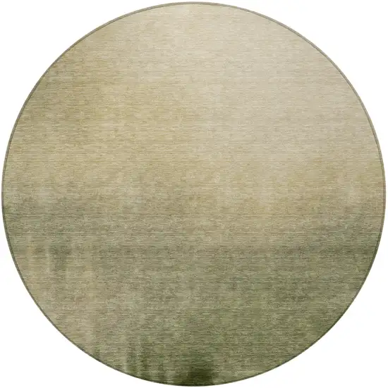 8' Olive Green Beige And Wheat Round Abstract Washable Indoor Outdoor Area Rug Photo 3