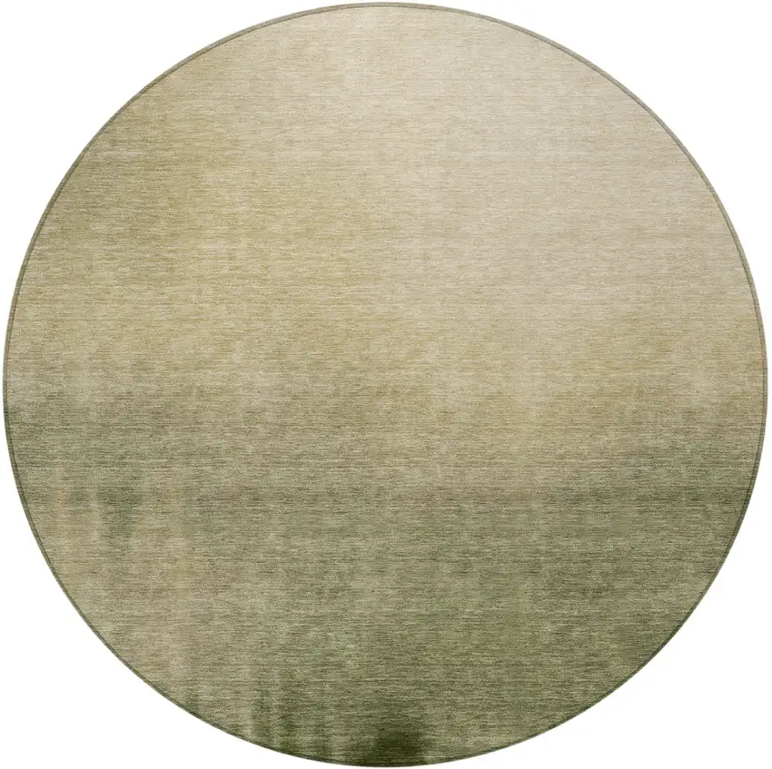 8' Olive Green Beige And Wheat Round Abstract Washable Indoor Outdoor Area Rug Photo 3