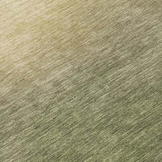 8' Olive Green Beige And Wheat Round Abstract Washable Indoor Outdoor Area Rug Photo 9