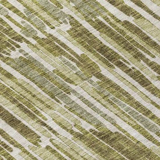 8' Olive Green Brown And Beige Round Abstract Washable Indoor Outdoor Area Rug Photo 8