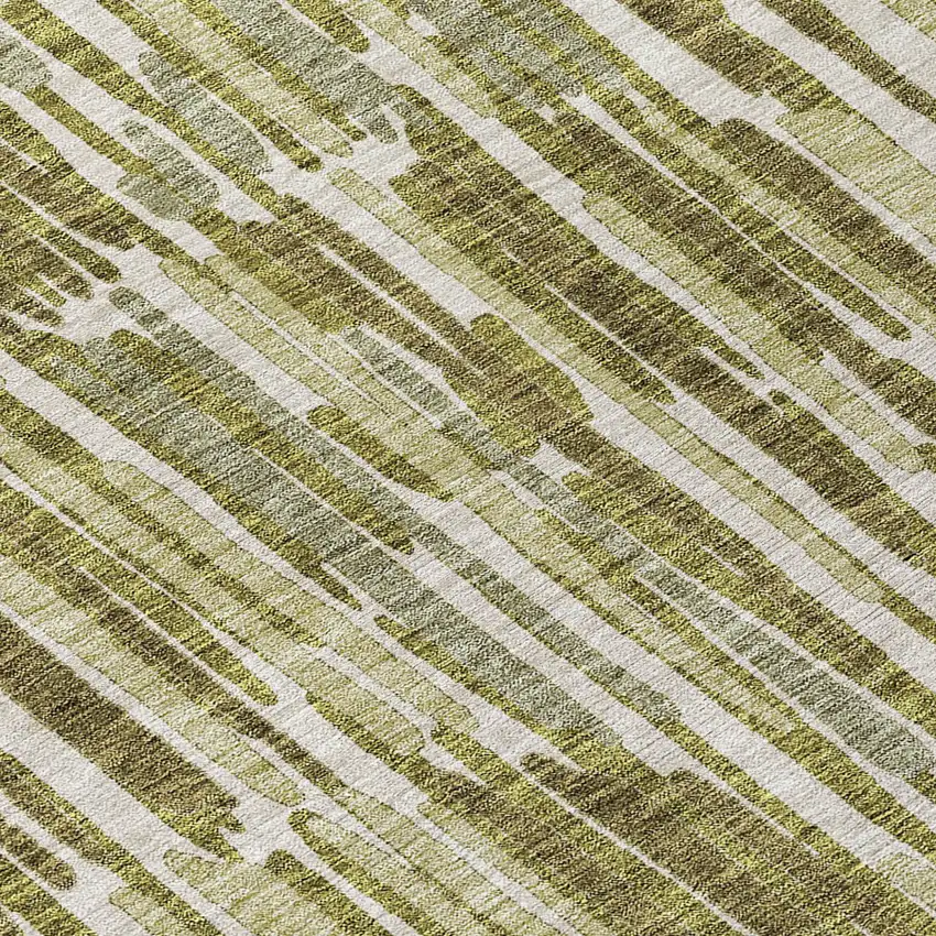 8' Olive Green Brown And Beige Round Abstract Washable Indoor Outdoor Area Rug Photo 8