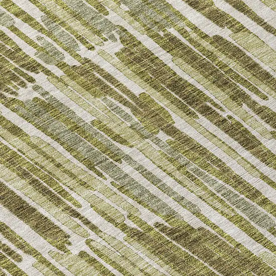 8' Olive Green Brown And Beige Round Abstract Washable Indoor Outdoor Area Rug Photo 8