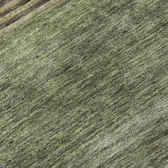 8' Olive Green Gold And Brown Striped Washable Round Rug With UV Protection Photo 9