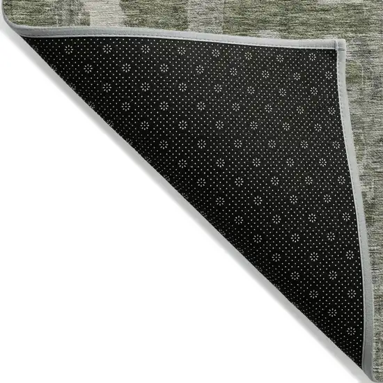 8' Olive Green Gray And Beige Round Striped Washable Indoor Outdoor Area Rug Photo 2