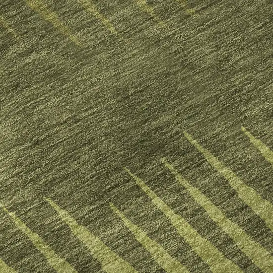 8' Olive Green Gray And Fern Green Striped Washable Round Rug With UV Protection Photo 9