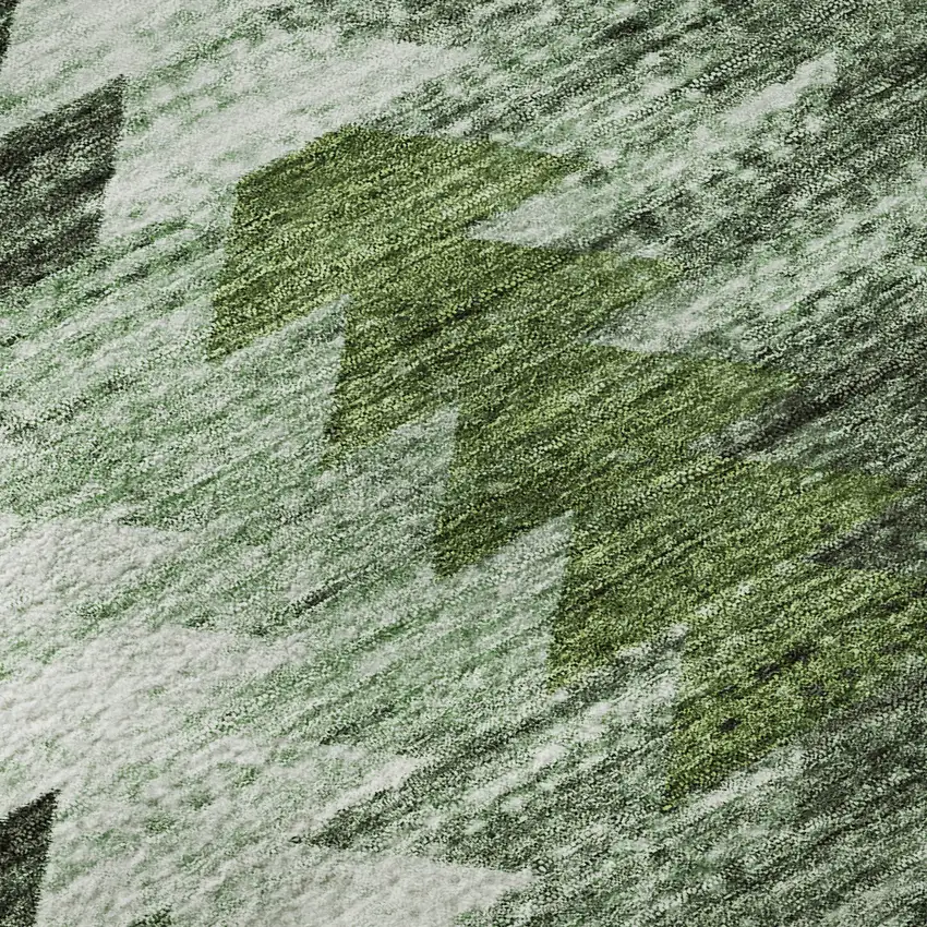 8' Olive Green Ivory And Gray Southwestern Washable Round Rug With UV Protection Photo 9