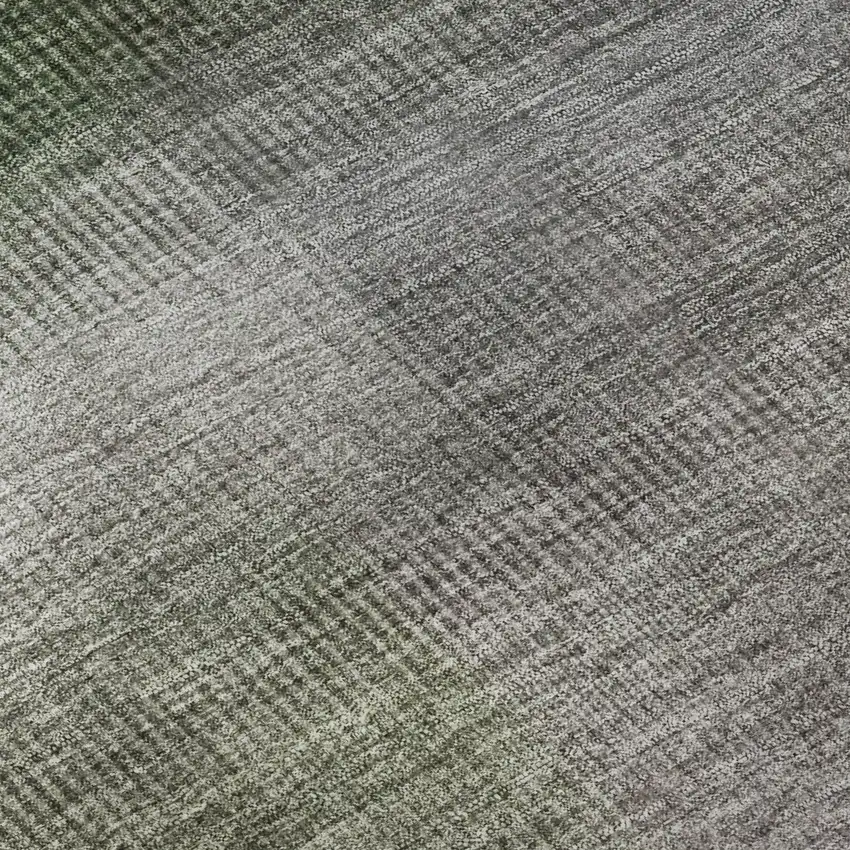 8' Olive Green Purple And Gray Striped Washable Round Rug With UV Protection Photo 8