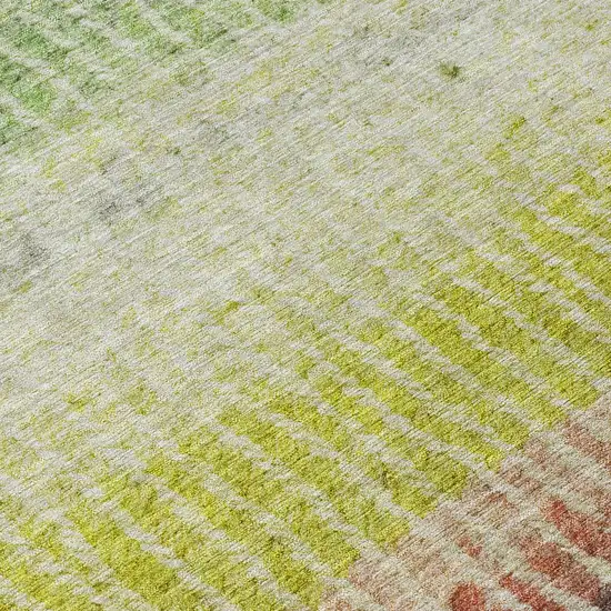 8' Olive Green Red And Purple Round Striped Washable Indoor Outdoor Area Rug Photo 8