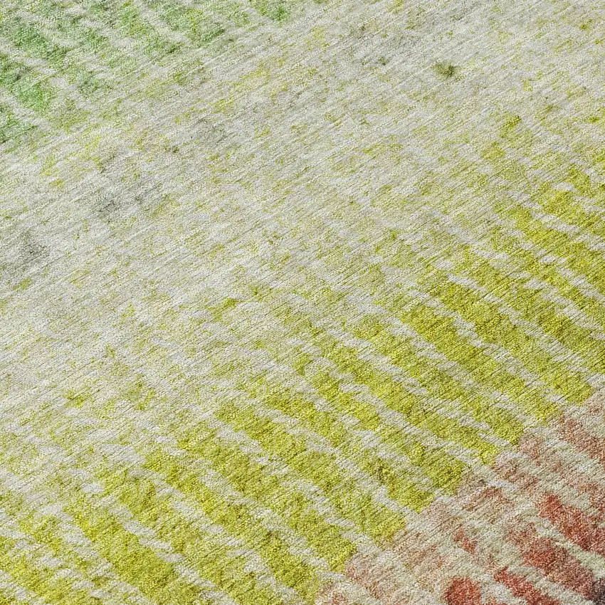 8' Olive Green Red And Purple Round Striped Washable Indoor Outdoor Area Rug Photo 8
