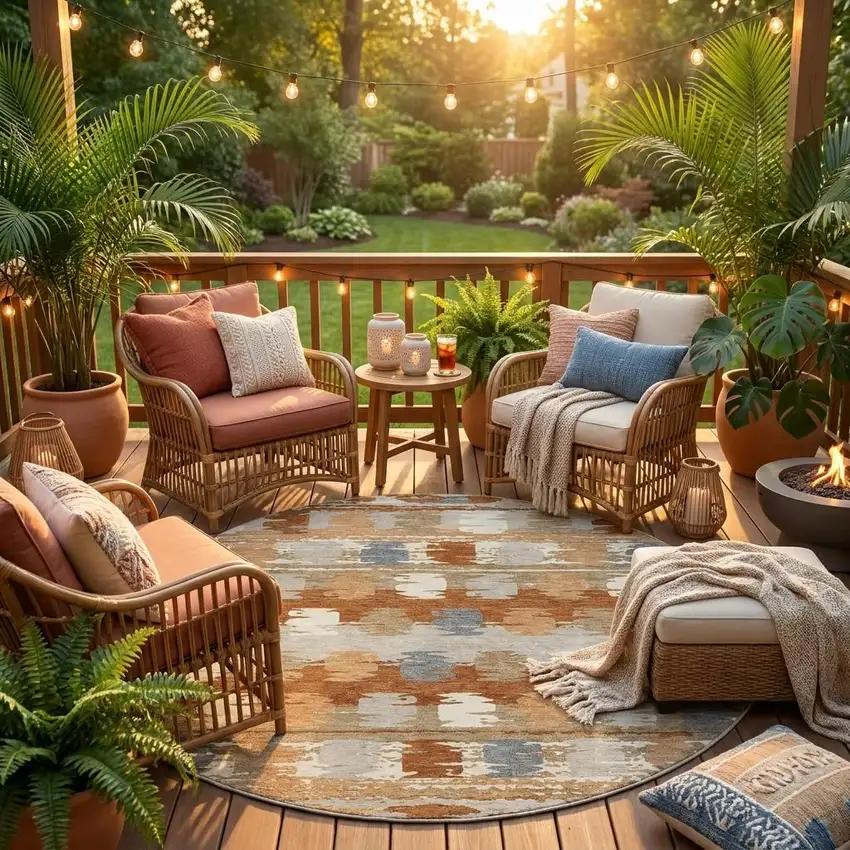 8' Orange And Beige Round Abstract Washable Indoor Outdoor Area Rug Photo 1