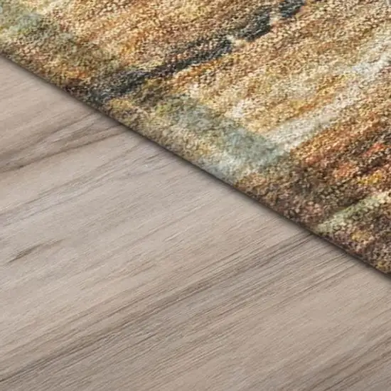 8' Orange And Beige Round Abstract Washable Indoor Outdoor Area Rug Photo 7