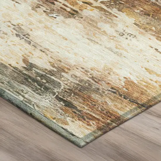 8' Orange And Beige Round Abstract Washable Indoor Outdoor Area Rug Photo 3