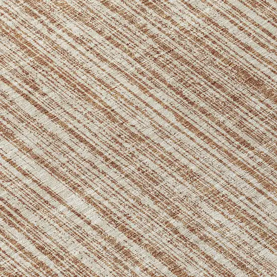 8' Orange And Beige Round Striped Washable Indoor Outdoor Area Rug Photo 9