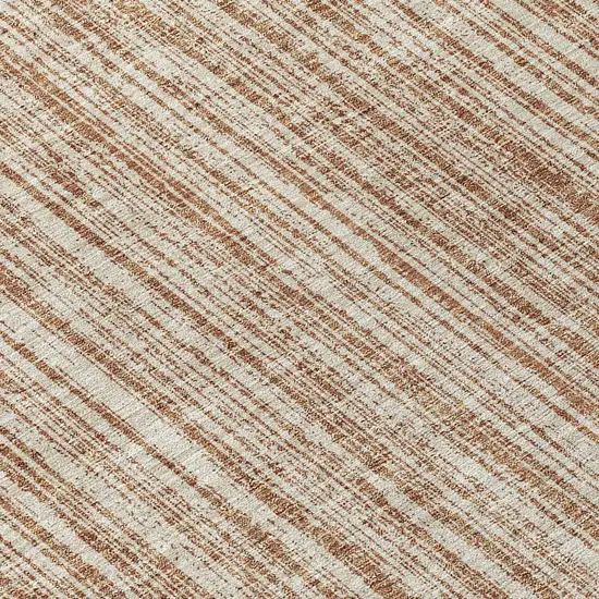 8' Orange And Beige Round Striped Washable Indoor Outdoor Area Rug Photo 9