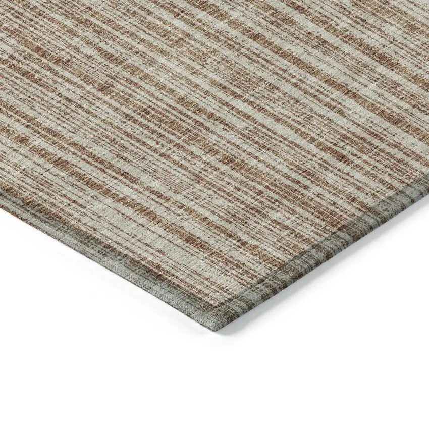 8' Orange And Beige Round Striped Washable Indoor Outdoor Area Rug Photo 3