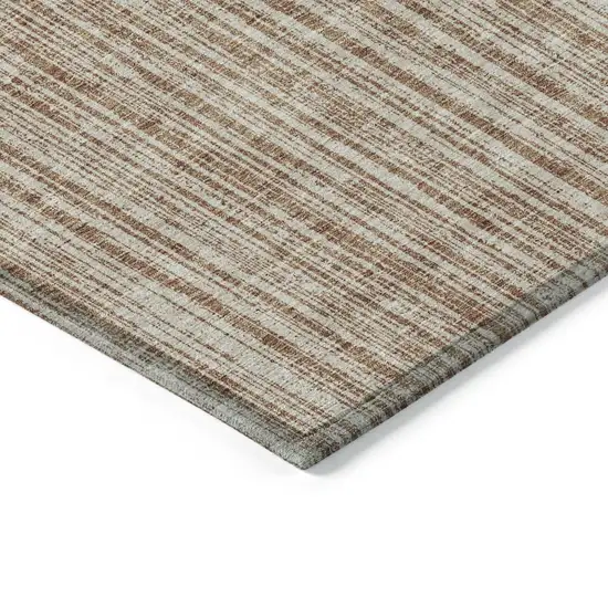 8' Orange And Beige Round Striped Washable Indoor Outdoor Area Rug Photo 3