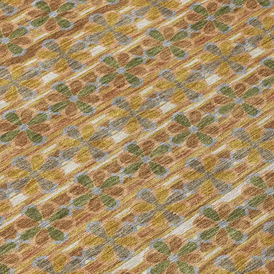 8' Orange And Blue Round Striped Washable Indoor Outdoor Area Rug Photo 7
