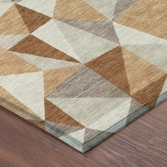8' Orange And Brown Round Geometric Washable Indoor Outdoor Area Rug Photo 3