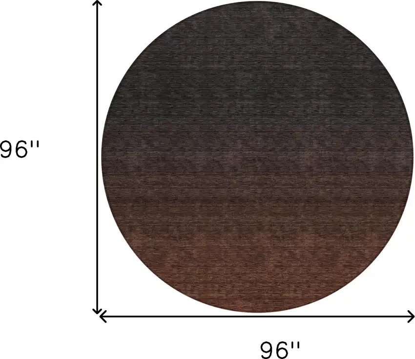 8' Orange And Charcoal Round Abstract Washable Indoor Outdoor Area Rug Photo 3