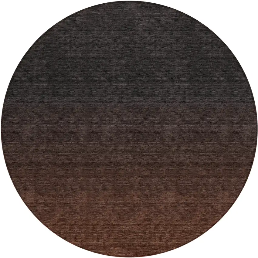 8' Orange And Charcoal Round Abstract Washable Indoor Outdoor Area Rug Photo 2