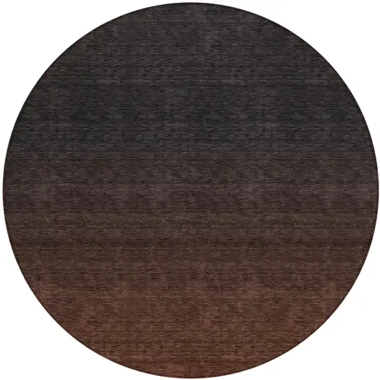 8' Orange And Charcoal Round Abstract Washable Indoor Outdoor Area Rug Photo 2