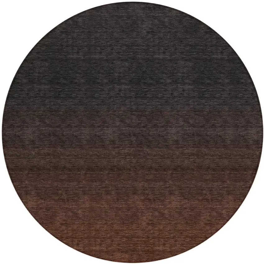 8' Orange And Charcoal Round Abstract Washable Indoor Outdoor Area Rug Photo 2