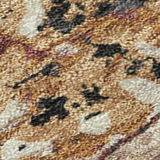 8' Orange And Copper Round Abstract Washable Indoor Outdoor Area Rug Photo 1