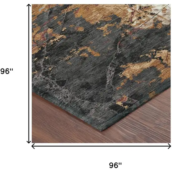 8' Orange And Copper Round Abstract Washable Indoor Outdoor Area Rug Photo 8