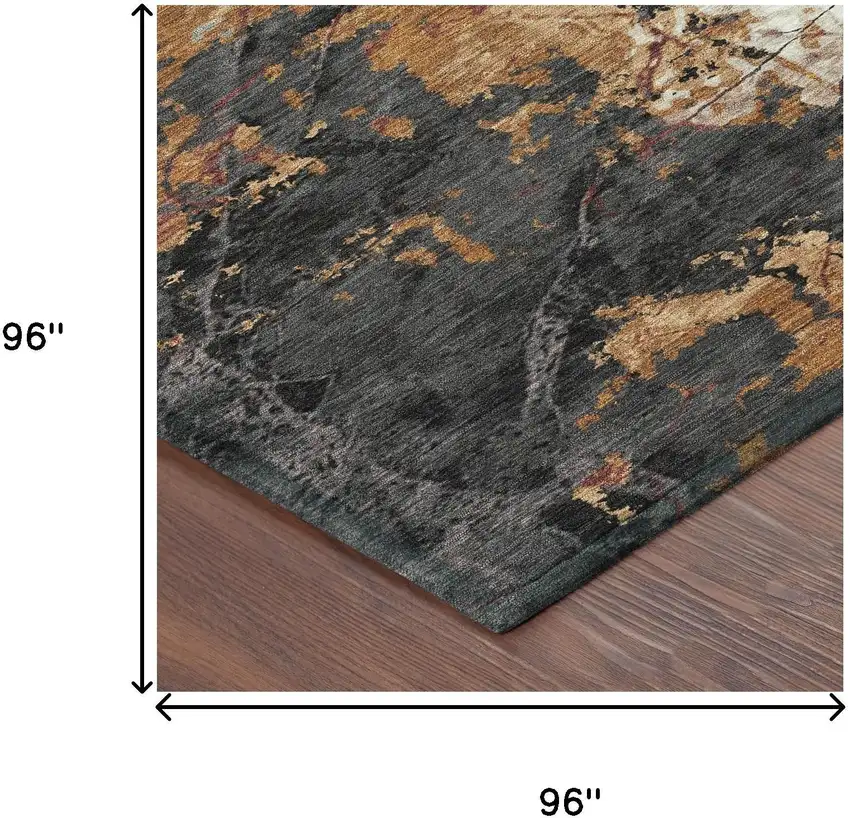 8' Orange And Copper Round Abstract Washable Indoor Outdoor Area Rug Photo 8