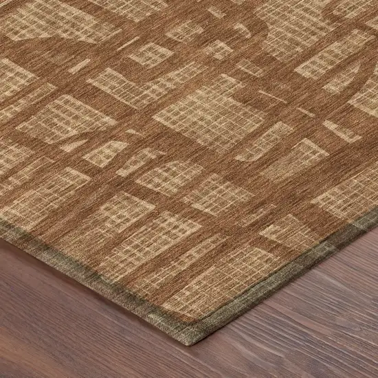 8' Orange And Copper Round Abstract Washable Indoor Outdoor Area Rug Photo 5
