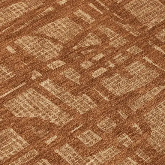 8' Orange And Copper Round Abstract Washable Indoor Outdoor Area Rug Photo 6