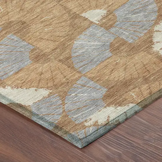 8' Orange And Copper Round Geometric Washable Indoor Outdoor Area Rug Photo 6