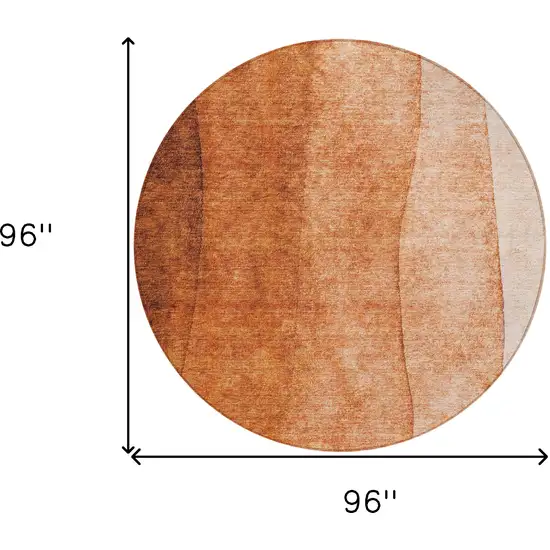 8' Orange And Copper Round Ombre Washable Indoor Outdoor Area Rug Photo 7