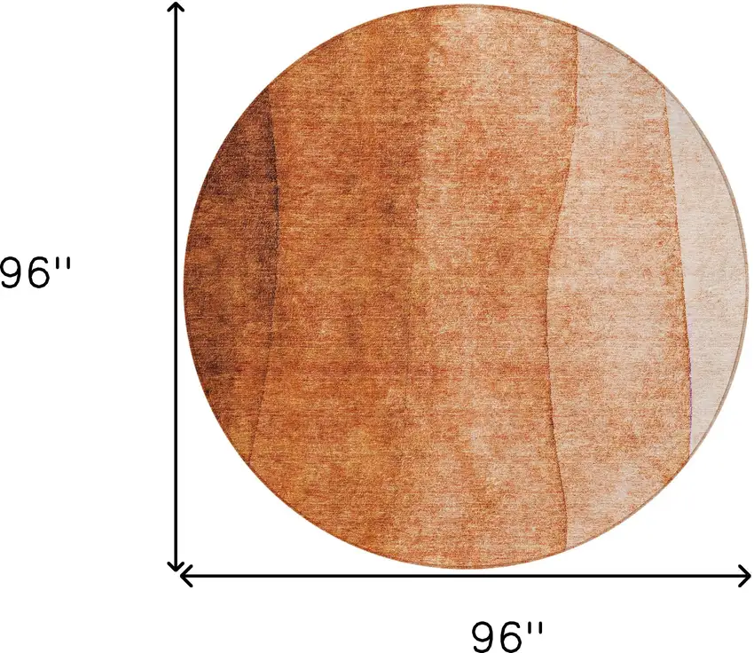 8' Orange And Copper Round Ombre Washable Indoor Outdoor Area Rug Photo 7