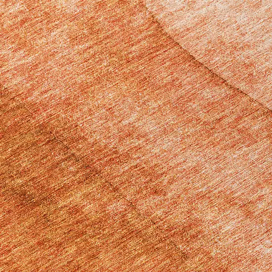 8' Orange And Copper Round Ombre Washable Indoor Outdoor Area Rug Photo 8