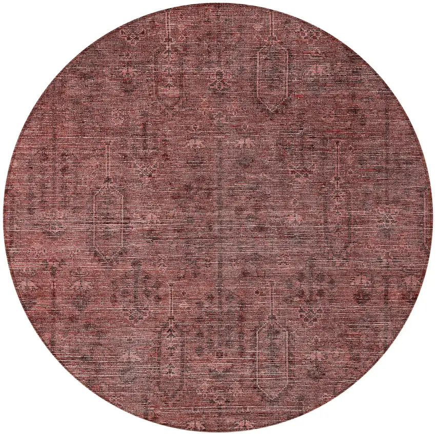 8' Orange And Copper Round Southwestern Washable Indoor Outdoor Area Rug Photo 5