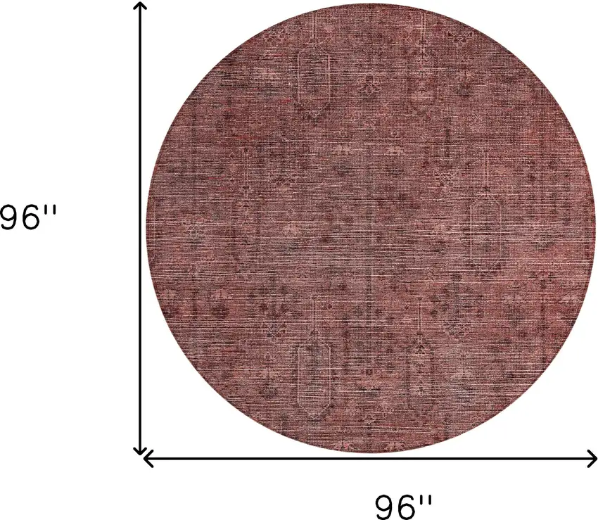 8' Orange And Copper Round Southwestern Washable Indoor Outdoor Area Rug Photo 3