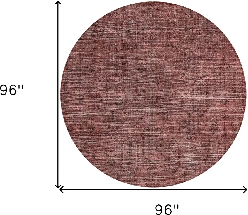 8' Orange And Copper Round Southwestern Washable Indoor Outdoor Area Rug Photo 3