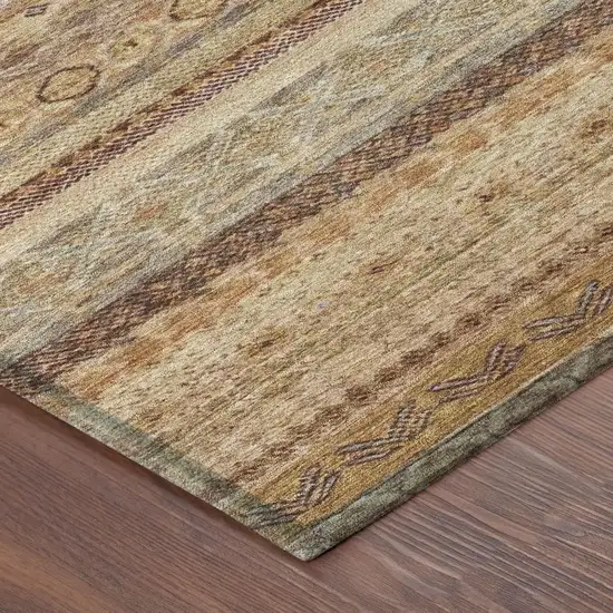 8' Orange And Copper Round Striped Washable Indoor Outdoor Area Rug Photo 5